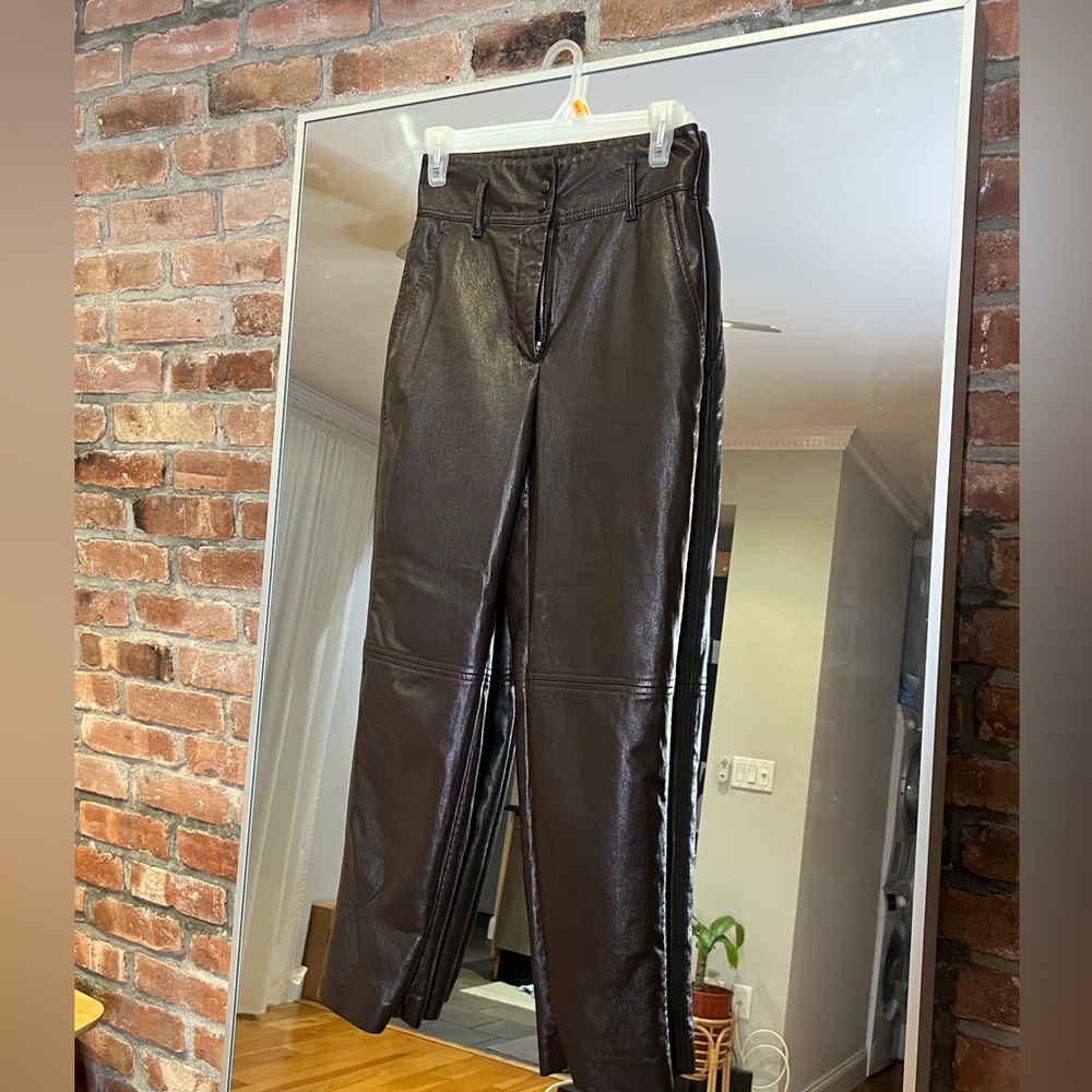Brown Faux Leather Pants Aritzia Wilfred